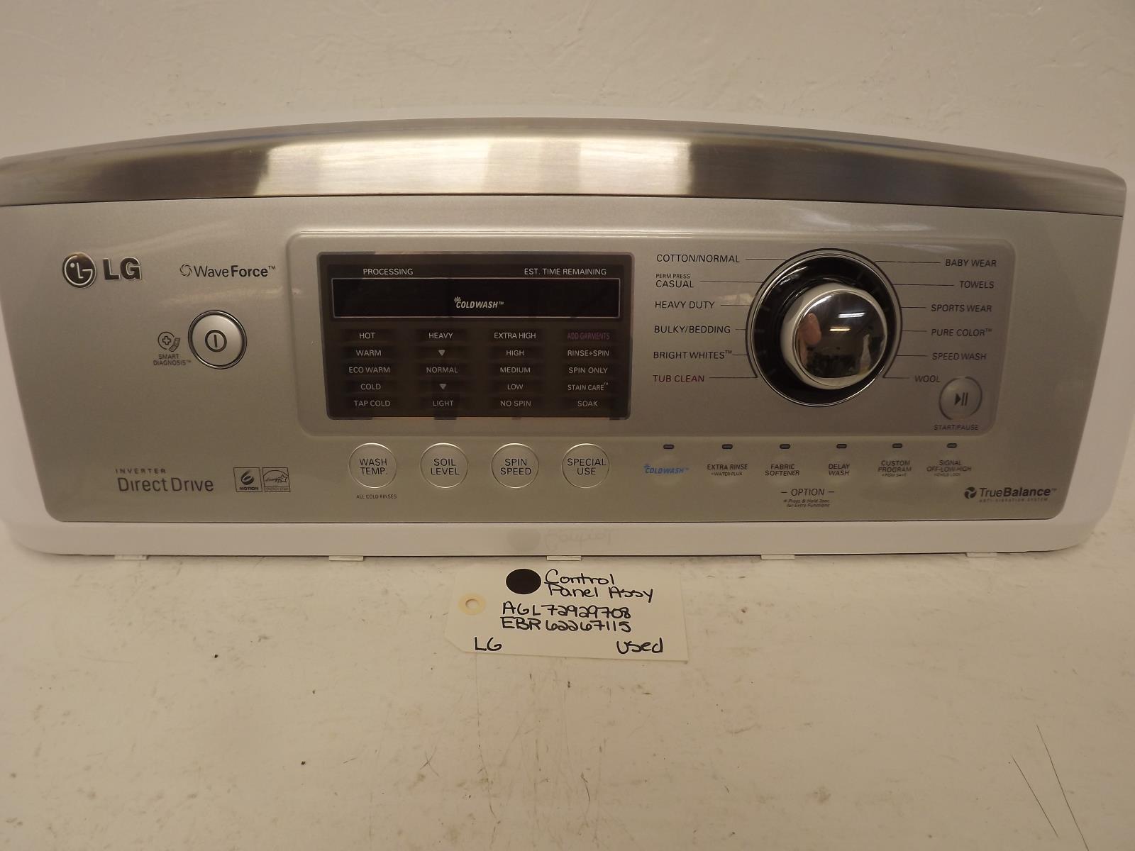 LG Washer AGL72929708 EBR62267115 Control Panel Assy Used LG Washer AGL72929708 EBR62267115 Control Panel Assy Used